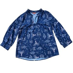 Modcloth Sealife Aquatic Print Blouse